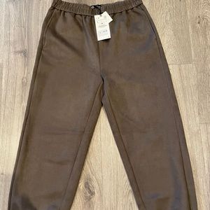 Faux Suede jogger pants khaki